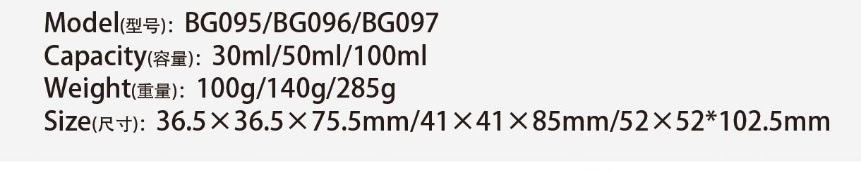 Original catalog specifications for BG095/BG096/BG097